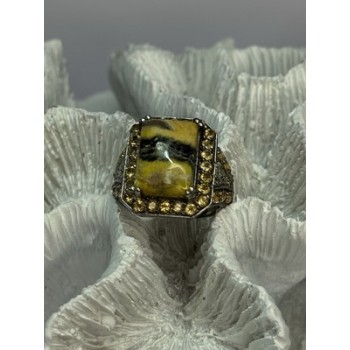 925 STERLING SILVER YASHMA CITRINE & BERYL RING SIZE 6