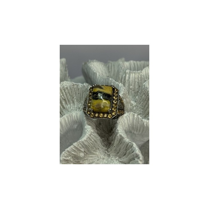 925 STERLING SILVER YASHMA CITRINE & BERYL RING SIZE 6