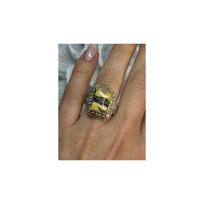 925 STERLING SILVER YASHMA CITRINE & BERYL RING SIZE 6