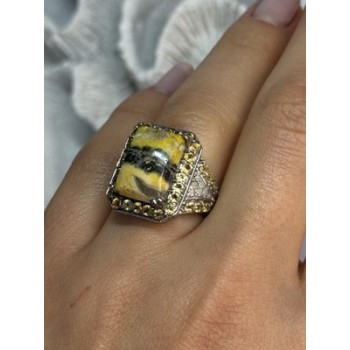 925 STERLING SILVER YASHMA CITRINE & BERYL RING SIZE 6