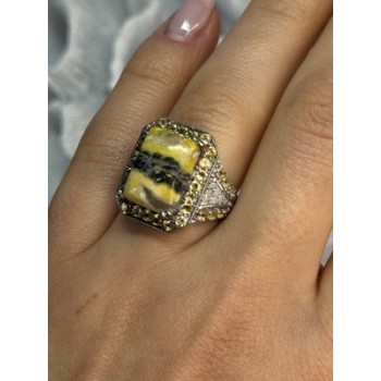 925 STERLING SILVER YASHMA CITRINE & BERYL RING SIZE 6