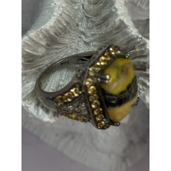 925 STERLING SILVER YASHMA CITRINE & BERYL RING SIZE 6