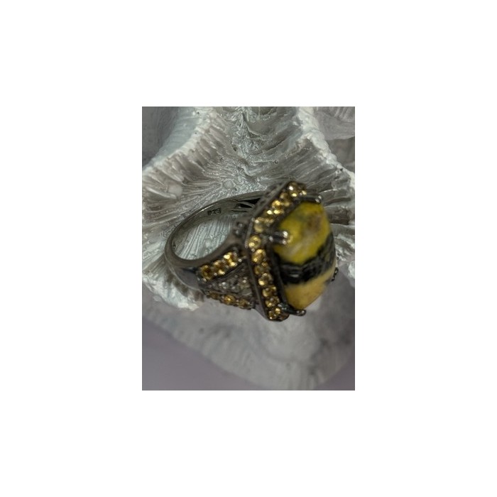 925 STERLING SILVER YASHMA CITRINE & BERYL RING SIZE 6