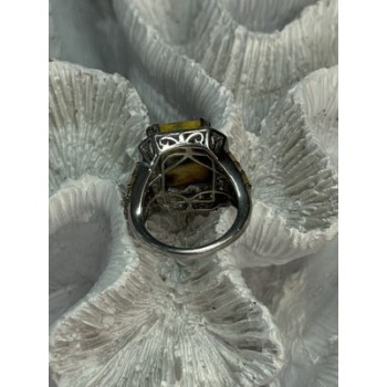925 STERLING SILVER YASHMA CITRINE & BERYL RING SIZE 6