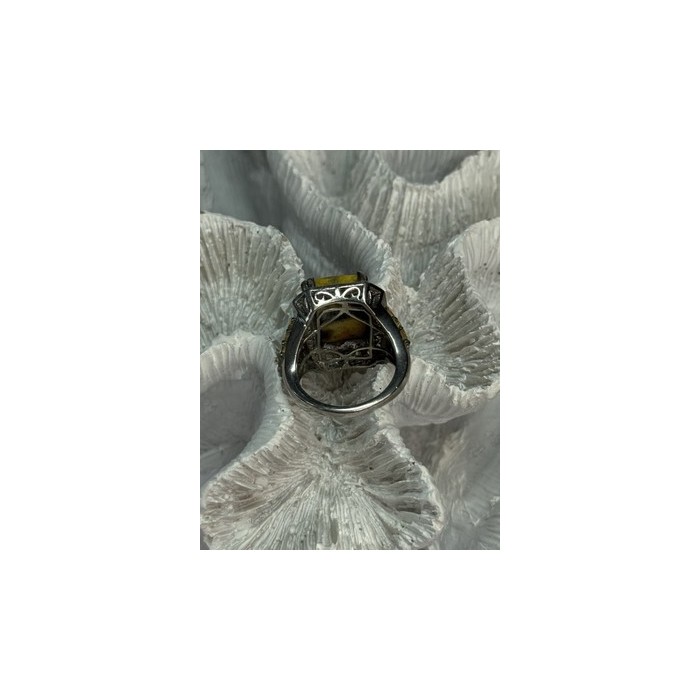 925 STERLING SILVER YASHMA CITRINE & BERYL RING SIZE 6