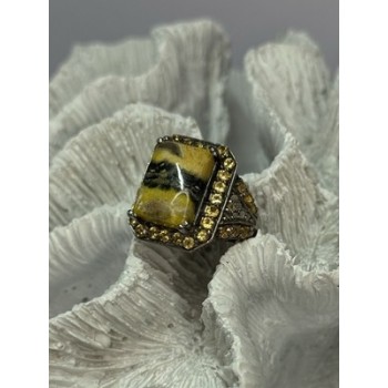 925 STERLING SILVER YASHMA CITRINE & BERYL RING SIZE 6