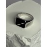 925 Sterling Silver Black Enamel & CZ Men's Ring Size 11