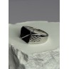 925 Sterling Silver Black Enamel & CZ Men's Ring Size 11