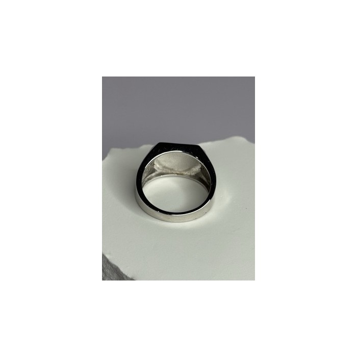 925 Sterling Silver Black Enamel & CZ Men's Ring Size 11