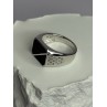 925 Sterling Silver Black Enamel & CZ Men's Ring Size 11