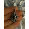 Vintage 925 Sterling Silver Open Locket Onyx & Marcasite Necklace 18 Inch