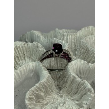10K WHITE GOLD SPINEL & DIAMOND RING SIZE 6.5