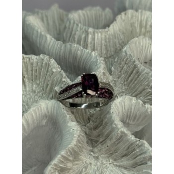 10K WHITE GOLD SPINEL & DIAMOND RING SIZE 6.5