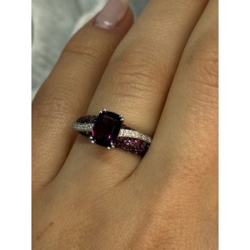 10K WHITE GOLD SPINEL & DIAMOND RING SIZE 6.5