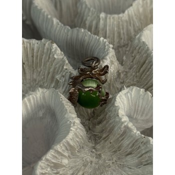 925 Sterling Silver Jade Dragon Pendant Length 0.80 Inch
