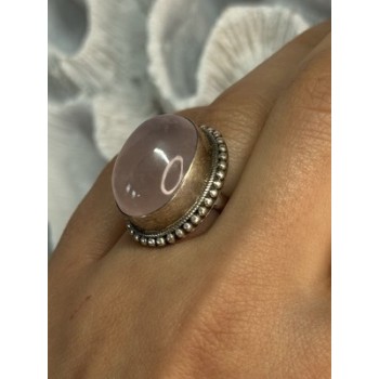 BEAUTIFUL VINTAGE 925 STERLING SILVER MORGANITE RING SIZE 5.5