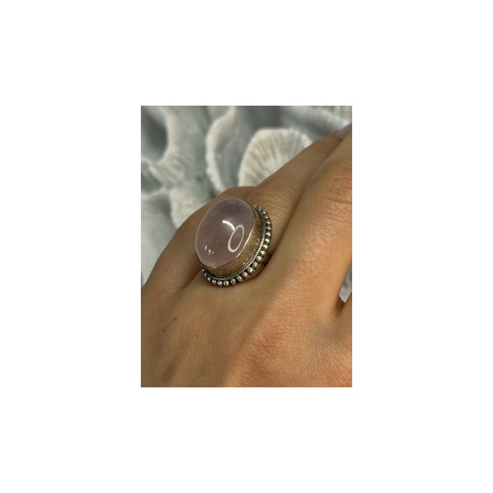 BEAUTIFUL VINTAGE 925 STERLING SILVER MORGANITE RING SIZE 5.5