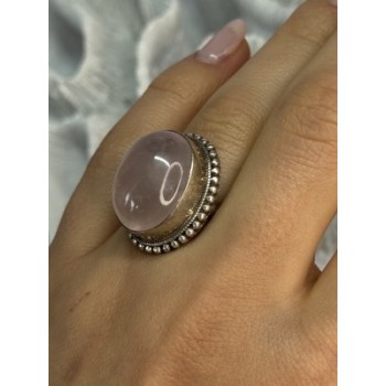 BEAUTIFUL VINTAGE 925 STERLING SILVER MORGANITE RING SIZE 5.5