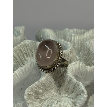 BEAUTIFUL VINTAGE 925 STERLING SILVER MORGANITE RING SIZE 5.5