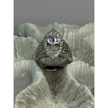 SHINY 925 STERLING SILVER CZ RING SIZE 6