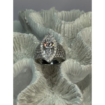 SHINY 925 STERLING SILVER CZ RING SIZE 6