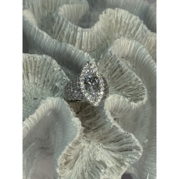 SHINY 925 STERLING SILVER CZ RING SIZE 6