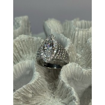 SHINY 925 STERLING SILVER CZ RING SIZE 6
