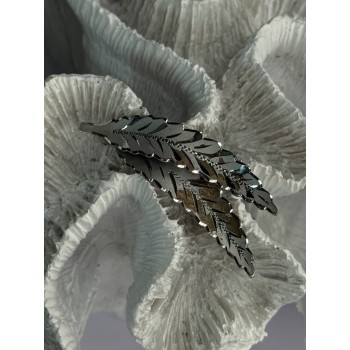 925 Sterling Silver Brooch Leaves Width 2.1 Inch