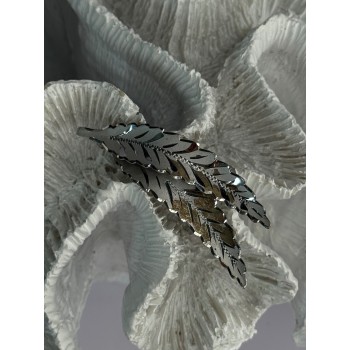 925 Sterling Silver Brooch Leaves Width 2.1 Inch