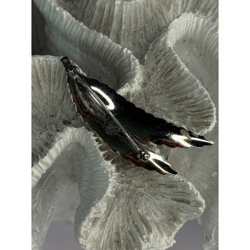 925 Sterling Silver Brooch Leaves Width 2.1 Inch