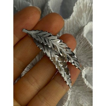 925 Sterling Silver Brooch Leaves Width 2.1 Inch