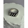 925 Sterling Silver Black Enamel & CZ Men's Ring Size 11