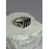 925 Sterling Silver Black Enamel & CZ Men's Ring Size 11
