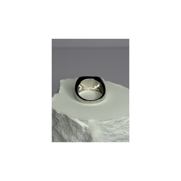 925 Sterling Silver Black Enamel & CZ Men's Ring Size 11