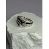 925 Sterling Silver Black Enamel & CZ Men's Ring Size 11