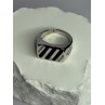 925 Sterling Silver Black Enamel & CZ Men's Ring Size 11