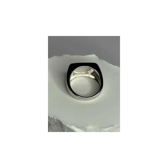 925 Sterling Silver Black Enamel & CZ Men's Ring Size 11