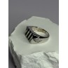 925 Sterling Silver Black Enamel & CZ Men's Ring Size 11