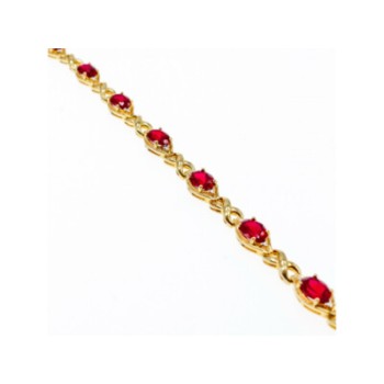 925 STERLING SILVER GOLD PLATED RUBY BRACELET