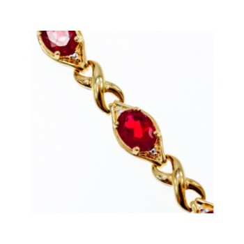925 STERLING SILVER GOLD PLATED RUBY BRACELET