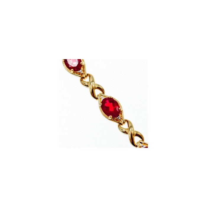 925 STERLING SILVER GOLD PLATED RUBY BRACELET