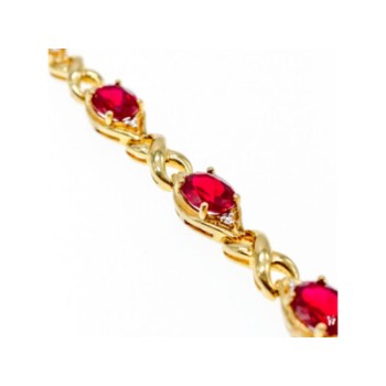 925 STERLING SILVER GOLD PLATED RUBY BRACELET