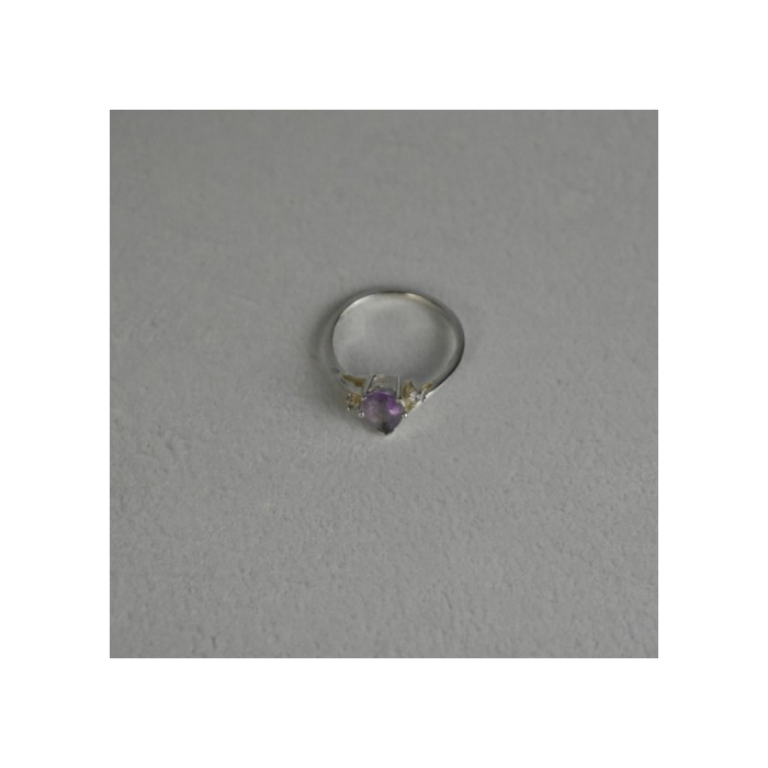925 Sterling Silver Amethyst & CZ Ring Size 7