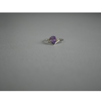 925 Sterling Silver Amethyst & CZ Ring Size 7