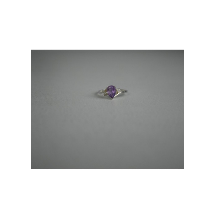 925 Sterling Silver Amethyst & CZ Ring Size 7