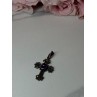 925 Sterling Silver Amethyst & Marcasite Cross Length 1.3 In