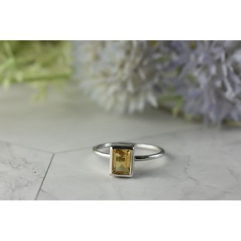 925 Sterling Silver Citrine Ring Size 7.5