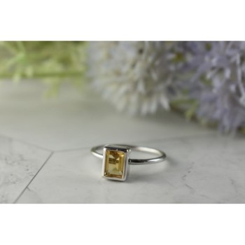 925 Sterling Silver Citrine Ring Size 7.5