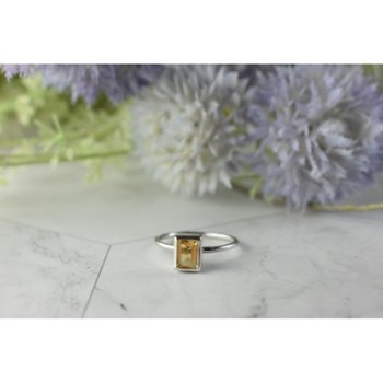 925 Sterling Silver Citrine Ring Size 7.5