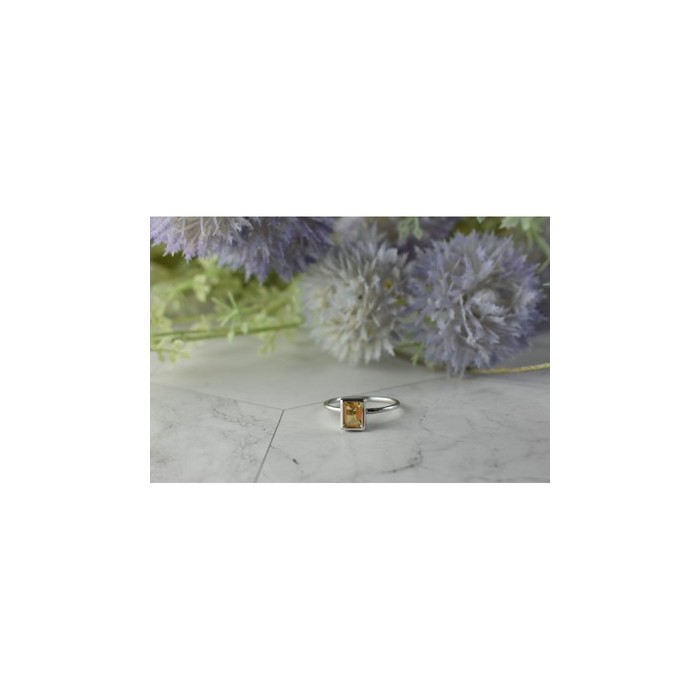 925 Sterling Silver Citrine Ring Size 7.5